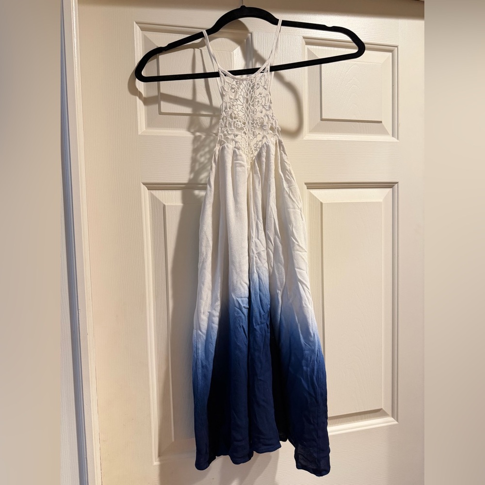 Chic Ombre Blue and White Midi Dress